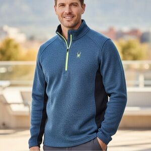 Spyder Blue Outbound Midweight Half-Zip Pullover Sweater - medium